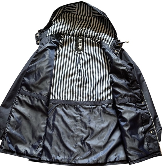 International Details Raincoat & Windbreaker Hood Navy Blue w/ striped lining L - Picture 5 of 8